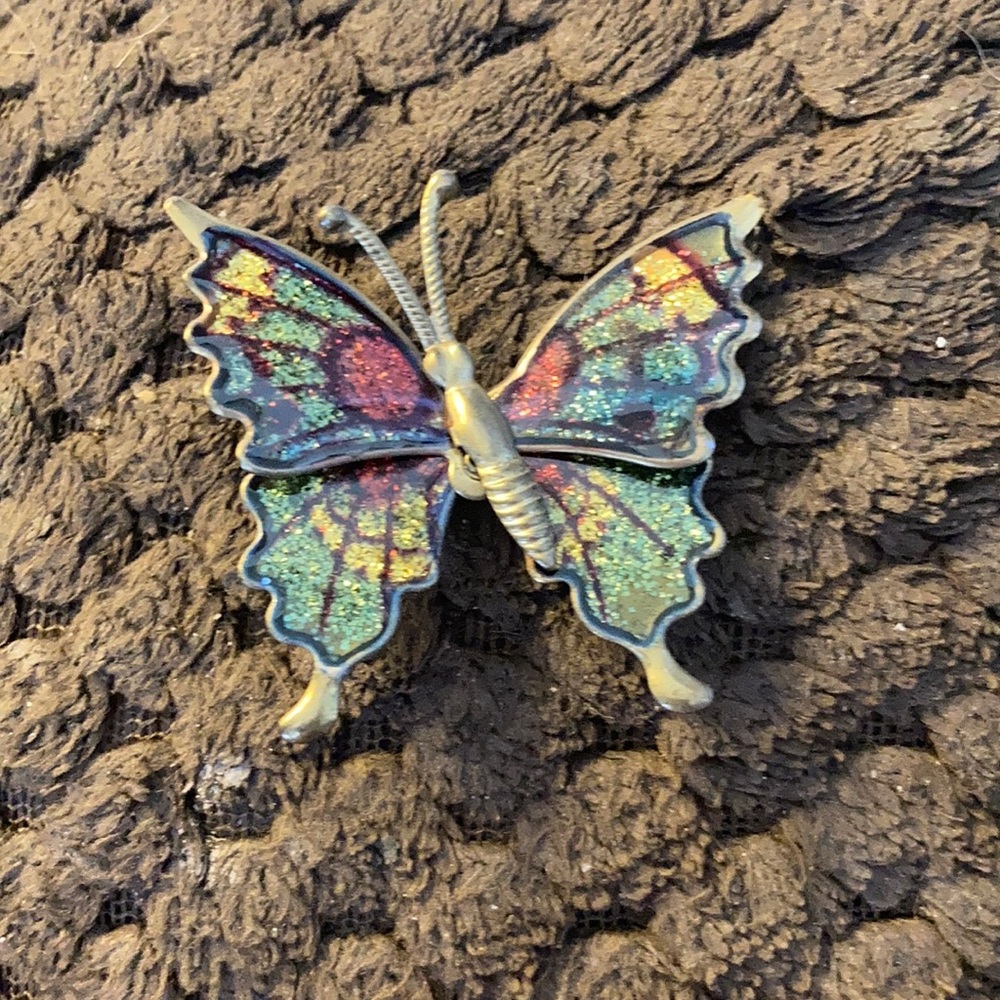 Mosaic looking butterfly pin